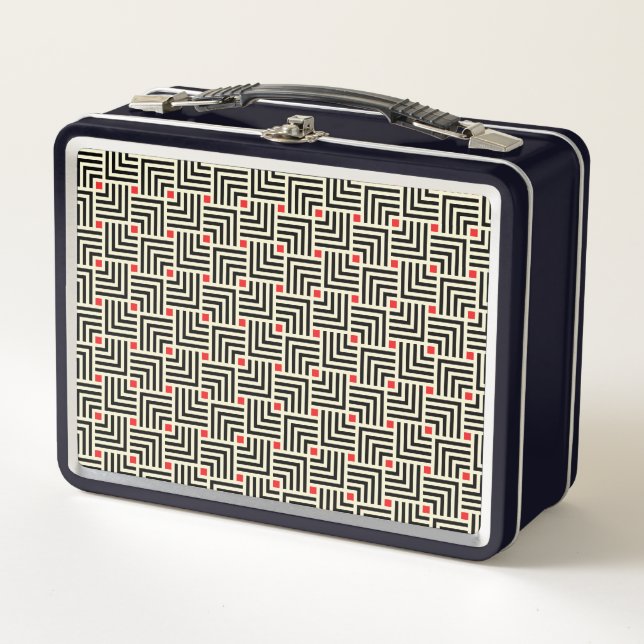 Geometrische Linien Muster Metall Brotdose (Vorderseite)