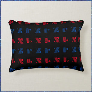 Geometrische Linien und Formen Blau Schwarz und Ro Dekokissen