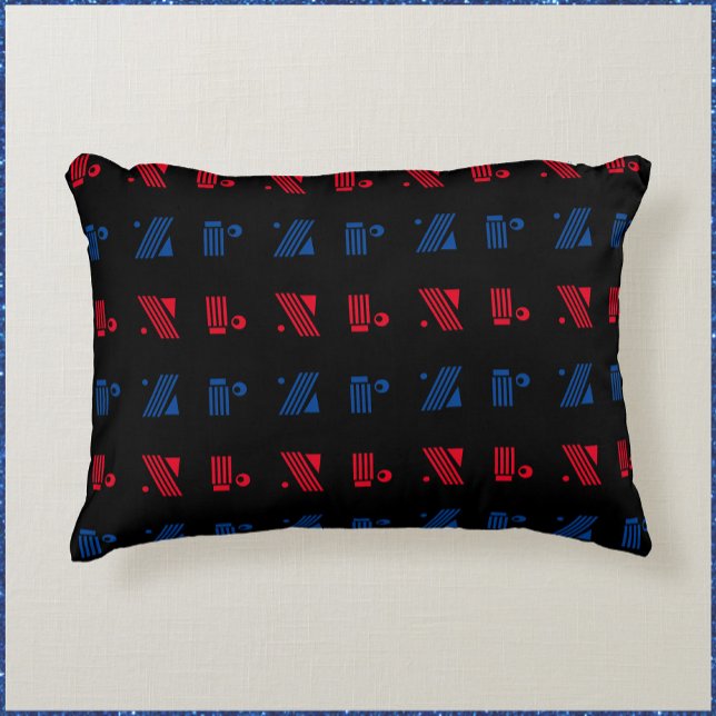 Geometrische Linien und Formen Blau Schwarz und Ro Dekokissen (Von Creator hochgeladen)