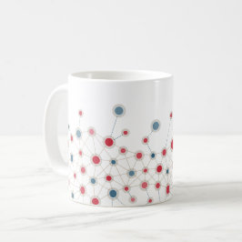 geometrische Linien und Punkte in Rot und Blau Kaffeetasse