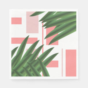 Geometrische Luau-Tropische Palmwedel Korallengrün Serviette