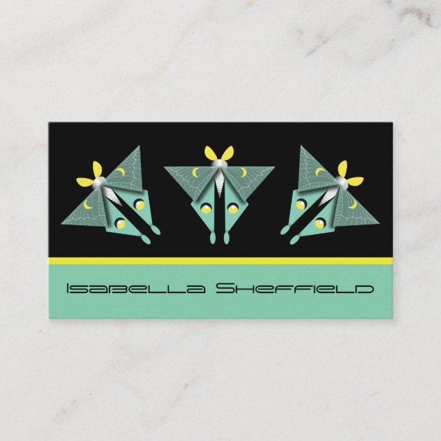 Geometrische Luna Moth Business Card Visitenkarte (Vorderseite)