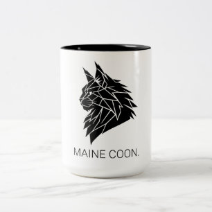 Geometrische Maine Coon Silhouette Minimalist Lein Zweifarbige Tasse