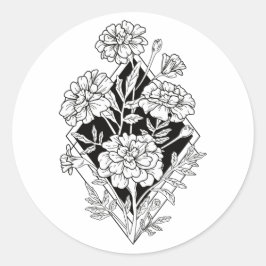 Geometrische Marigold-Blume Runder Aufkleber