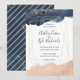 Geometrische Marine, Gold, Wasserfarbe Einladung