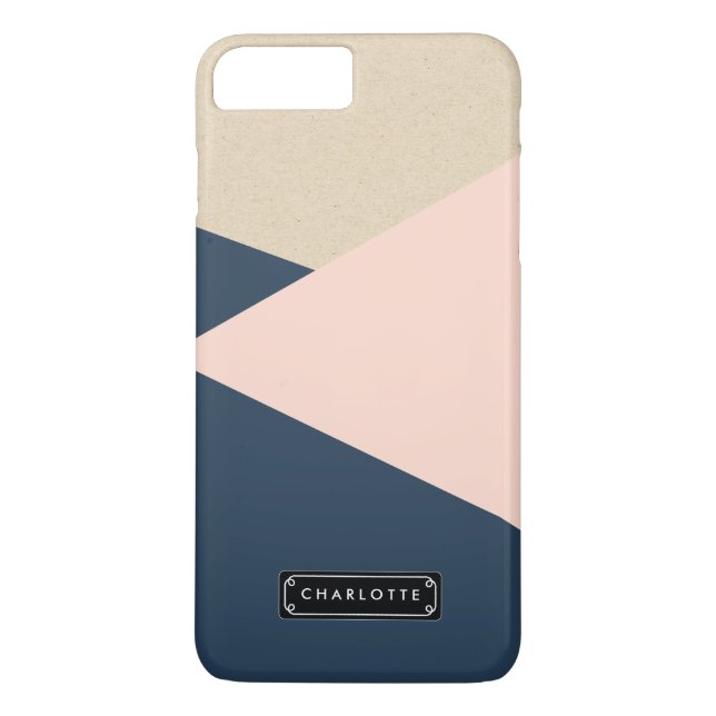 Geometrische Marine u. erröten rosa Case-Mate iPhone Hülle (Rückseite)