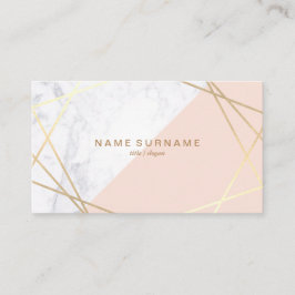 Geometrische Marmorkarte Gold Light Pink Business Visitenkarte