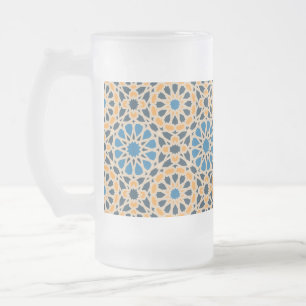 Geometrische marokkanische Fliese & Orangenmuster Mattglas Bierglas