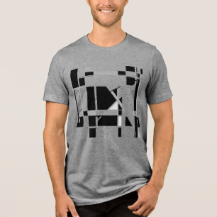 Geometrische MCM-inspiriert, graue Schwarz-weiße G Tri-Blend Shirt