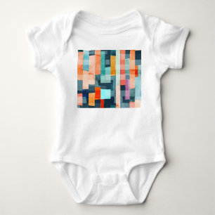 Geometrische mehrfarbige Streifen, trendige Muster Baby Strampler