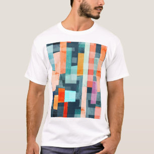 Geometrische mehrfarbige Streifen, trendige Muster T-Shirt