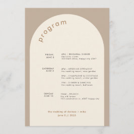 Geometrische Minimal-Sand-Arch-Hochzeitstile Programm