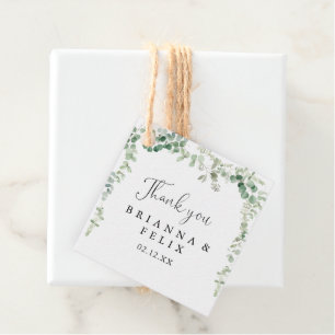 Geometrische Minimalistische Eukalyptus-Hochzeit Geschenkanhänger