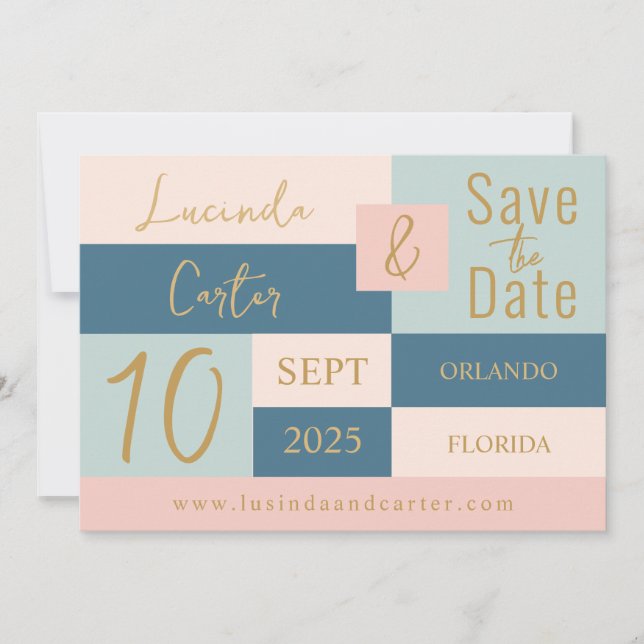 Geometrische minimalistische Save the Date-Karte Einladung (Vorderseite)