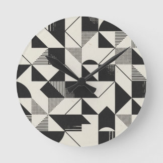 Geometrische Minimalistische Wall-Uhr - Schwarz/We Runde Wanduhr
