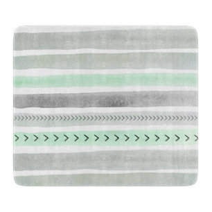 Geometrische Minze Grüne graue Aquarellfarben Stre Schneidebrett