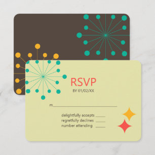 Geometrische, moderne, farbenfrohe Retro RSVP Karte