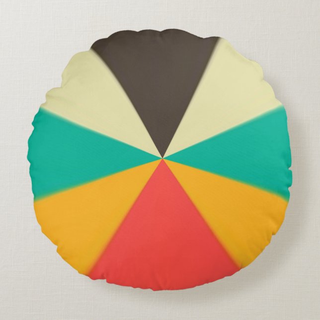 Geometrische moderne, farbenfrohe Retrofarben Rundes Kissen (Vorderseite)