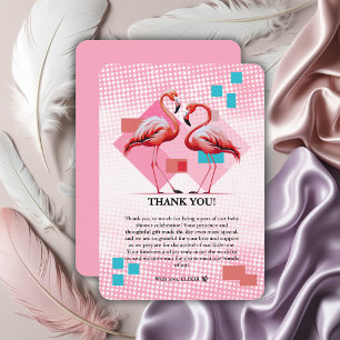 Geometrische moderne Flamingo Kinderdusche Dankeskarte
