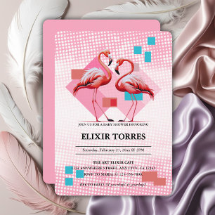 Geometrische moderne Flamingo Kinderdusche Einladung