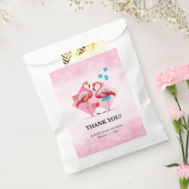 Geometrische moderne Flamingo Kinderdusche Geschenktütchen (Versiegelt)