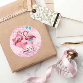 Geometrische moderne Flamingo Kinderdusche Runder Aufkleber