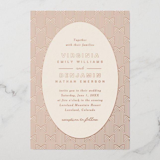Geometrische moderne Hochzeit Folieneinladung (Vorderseite)