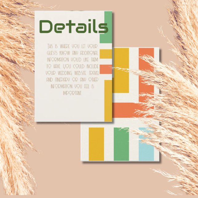 Geometrische moderne Hochzeitdetails Begleitkarte (Von Creator hochgeladen)