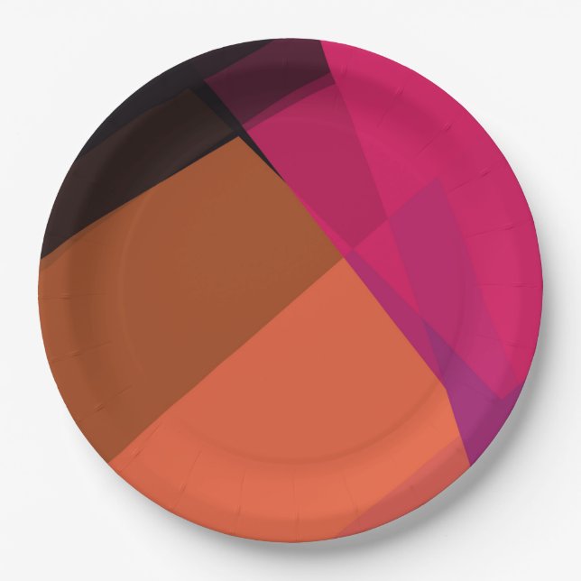 Geometrische moderne Retro-Farben #19 Pappteller (Vorderseite)