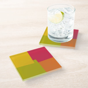 Geometrische moderne Retro-Farben #2 Glasuntersetzer
