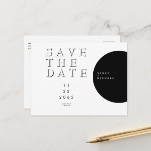Geometrische moderne Schwarz-Weiß-Save the Date Ankündigungspostkarte