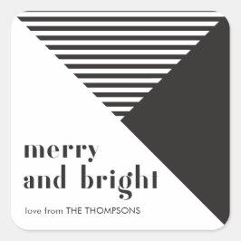 Geometrische moderne Schwarz-Weiß-Weihnachten Quadratischer Aufkleber