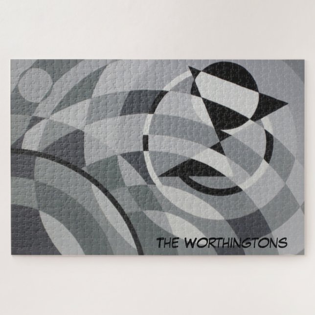 Geometrische Monogrammnamen Schwarze und weiße Kre (Horizontal)