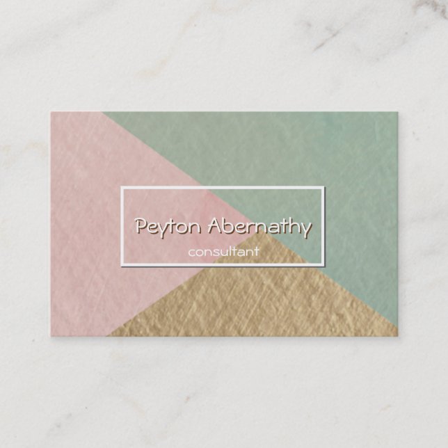 Geometrische Moosgrüne Rose Blush Kraft Brown Visitenkarte (Vorderseite)