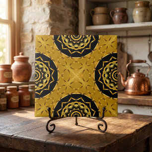 Geometrische Mosaike aus Gold und Schwarz Fliese
