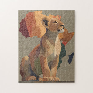 Geometrische Mosaiklioness mit stilisierter Afrika
