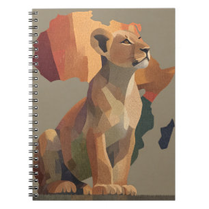 Geometrische Mosaiklioness mit stilisierter Afrika Notizblock