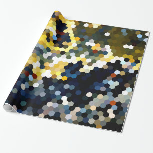 Geometrische Muster   gelbe und blaue Hexagone Geschenkpapier