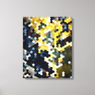 Geometrische Muster gelbe und blaue Hexagone Leinwanddruck