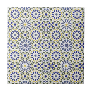 Geometrische Muster in Gelb und Blau Fliese