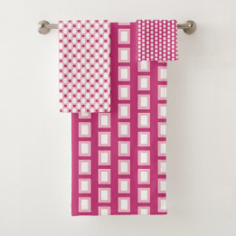 Geometrische Muster in Hot Pink Streifen Badhandtuch Set