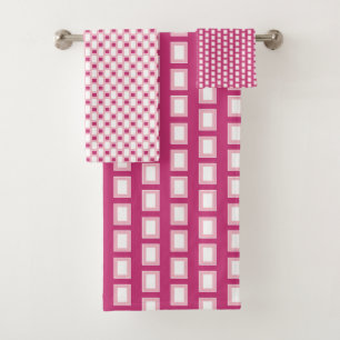 Geometrische Muster in Hot Pink Streifen Badhandtuch Set