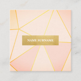 Geometrische Musterkarte für das Peach Gold Square Quadratische Visitenkarte