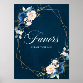Geometrische Navy Blue Blush-Gastgeschenke Hochzei Poster