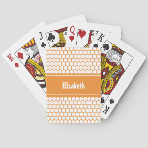 Geometrische Orange und Personalisierte weiße, ben Spielkarten