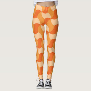 Geometrische Orangenschatte: Abstrakte Streifen Leggings