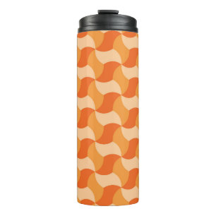 Geometrische Orangenschatte: Abstrakte Streifen Thermosbecher