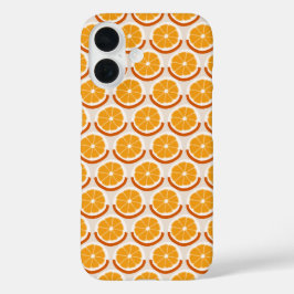 Geometrische Orangenscheiben Warmer Retro-Look iPhone 16 Hülle