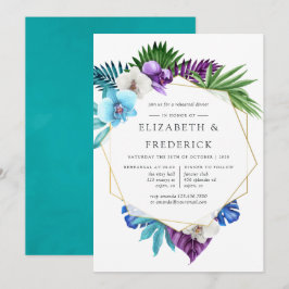 Geometrische Orchideen Probe Abendessen Einladung