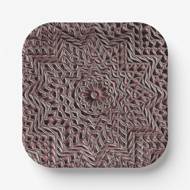 geometrische Papierplatte für Burgundy-Floral Pappteller (Vorderseite)